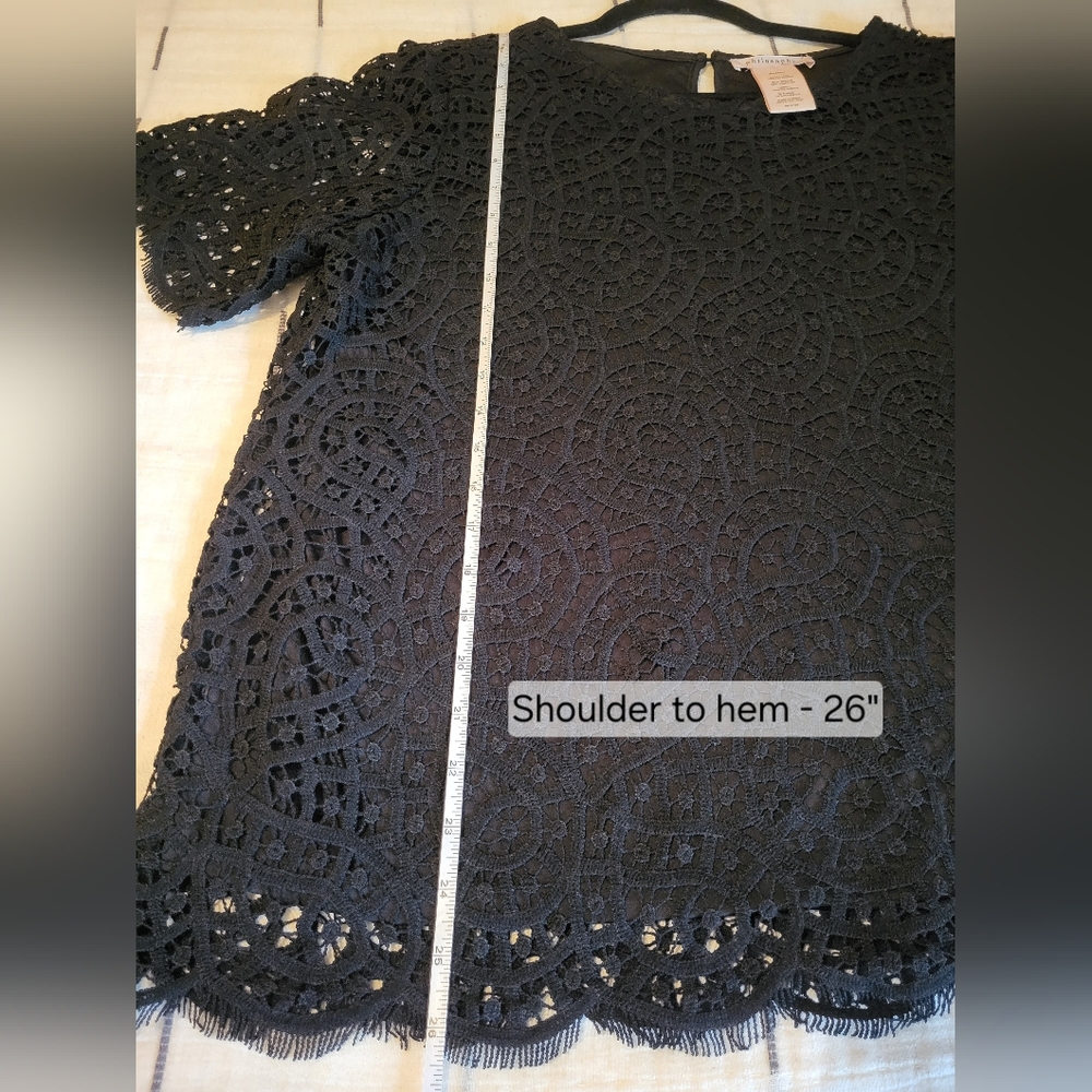 Philosophy Black Lace Short Sleeve Top XL - Picture 8 of 11